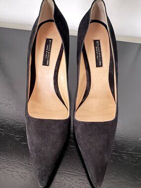 Studio Pollini Black Suede Pointed Toe Pumps, Size 39, Made in Italy, Never Worn
